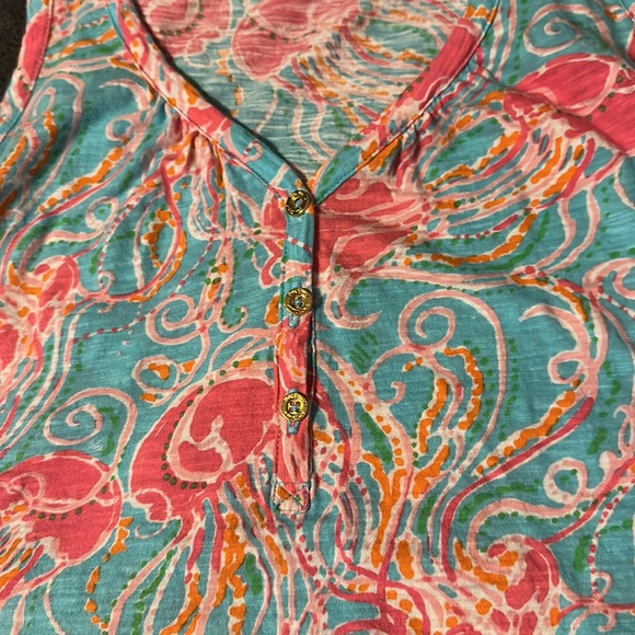 Host Pick 🏝️ Lilly Pulitzer Spa Blue Jellies Be Jammin Hartley tank top size XS - Picture 2 of 3